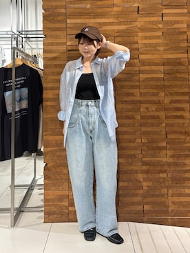 「SENSE OF PLACE by URBAN RESEARCH（センスオブプレイスバイアーバンリサーチ）の『別注』LOVE POP STUDIO×SENSE OF PLACE　キャップ（キャップ、ブラウン系）」を使った、nagisaさん（レディース・154cm）の春コーディネート