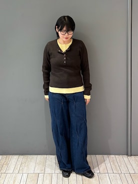 「骨格ストレート」｜「KBF（ケイビーエフ）のアイテム（ニット/セーター）」を使った、nagisaさん（レディース・154cm）の秋コーディネート