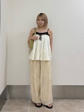 「SMELLY（スメリー）のステンレスブラックドットチェーンネックレス（ネックレス、ゴールド系）」を使った、nagisaさん（レディース・154cm）の夏コーディネート