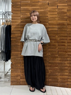 「SMELLY（スメリー）のコンチョチェーンベルト（ベルト、シルバー系）」を使った、nagisaさん（レディース・154cm）の夏コーディネート