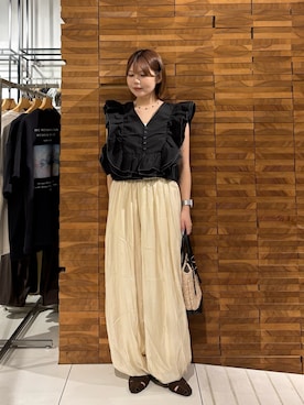 「SMELLY（スメリー）のハートビーズネックレス（ネックレス、ブラック系）」を使った、nagisaさん（レディース・154cm）の春コーディネート