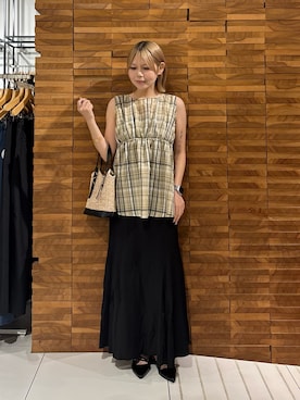 「SMELLY（スメリー）のステンレスブラックドットチェーンネックレス（ネックレス、ゴールド系）」を使った、nagisaさん（レディース・154cm）の夏コーディネート