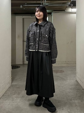 「アイテム（その他アウター、ブラック系）」を使った、nagisaさん（レディース・154cm）の秋コーディネート