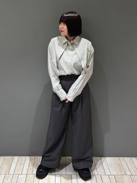 「KBF（ケイビーエフ）のアイテム（スラックス）」を使った、nagisaさん（レディース・154cm）の冬コーディネート