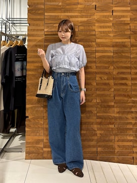 「KBF（ケイビーエフ）のブラトップビスチェSETブラウス（シャツ/ブラウス、ブルー系）」を使った、nagisaさん（レディース・154cm）の春コーディネート