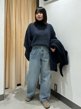 「KBF（ケイビーエフ）のアイテム（ステンカラーコート）」を使った、nagisaさん（レディース・153cm）の秋コーディネート