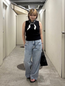 「アイテム（バンダナ/スカーフ）」を使った、nagisaさん（レディース・154cm）の夏コーディネート