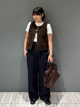 「レイヤードスタイル」｜「アイテム（その他アウター）」を使った、nagisaさん（レディース・154cm）の秋コーディネート