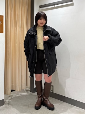 「KBF（ケイビーエフ）のアイテム（ダウンジャケット/コート）」を使った、nagisaさん（レディース・154cm）の冬コーディネート