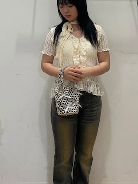 「ビーズバッグ」｜Nanaさん（レディース・155cm）の夏コーディネート
