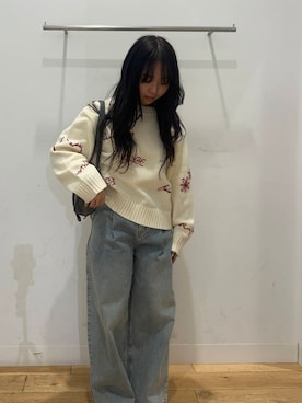 「SENSE OF PLACE by URBAN RESEARCH（センスオブプレイスバイアーバンリサーチ）のFLスクエアボストンバッグ（ボストンバッグ）」を使った、Nanaさん（レディース・155cm）の冬コーディネート