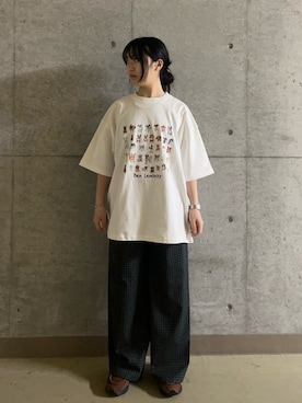 「SENSE OF PLACE by URBAN RESEARCH（センスオブプレイスバイアーバンリサーチ）のチェックイージーパンツ（その他パンツ、ブラック系）」を使った、Nanaさんの春コーディネート