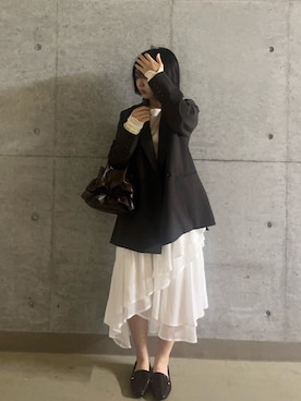 「SENSE OF PLACE by URBAN RESEARCH（センスオブプレイスバイアーバンリサーチ）のアイテム（テーラードジャケット）」を使った、Nanaさん（レディース・155cm）の秋コーディネート