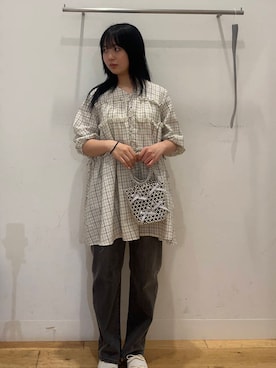 「チェックワンピース」｜Nanaさん（レディース・155cm）の夏コーディネート
