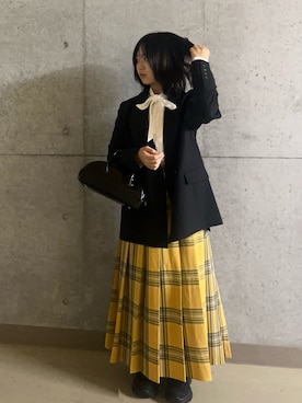 「イエロー」｜Nanaさん（レディース・155cm）の秋コーディネート
