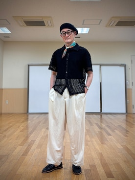 「アイテム（ストール/ショール）」を使った、amorehirosukeさん（メンズ・173cm）の夏コーディネート