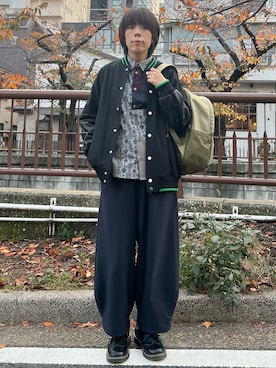 「アイテム（バッグ、グリーン系）」を使った、namikiさん（レディース・166cm）の冬コーディネート