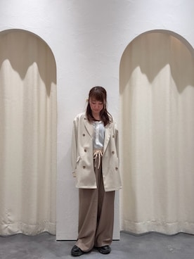 「CIAOPANIC TYPY（チャオパニックティピー）の2WAYシアーヘンリーネックTEE（Tシャツ/カットソー、ホワイト系）」を使った、yuu さん（レディース・148cm）の春コーディネート