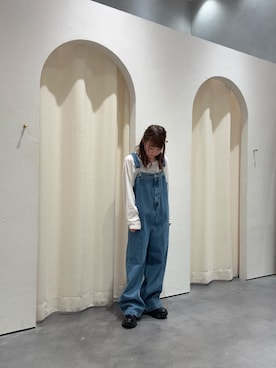 「低身長」｜「アイテム（サロペット/オーバーオール）」を使った、yuu さん（レディース・147cm）の秋コーディネート