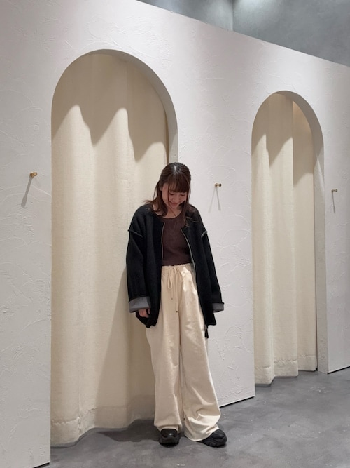 【軽アウターとしても◎/ふわもち】ダブルジップ配色ヤクライクニットジャケット