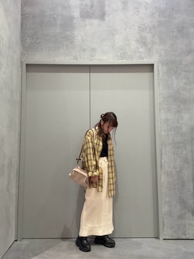 「CIAOPANIC TYPY（チャオパニックティピー）の【UNISEX】モール混長袖チェックシャツ（シャツ/ブラウス）」を使った、yuu さん（レディース・147cm）の秋コーディネート