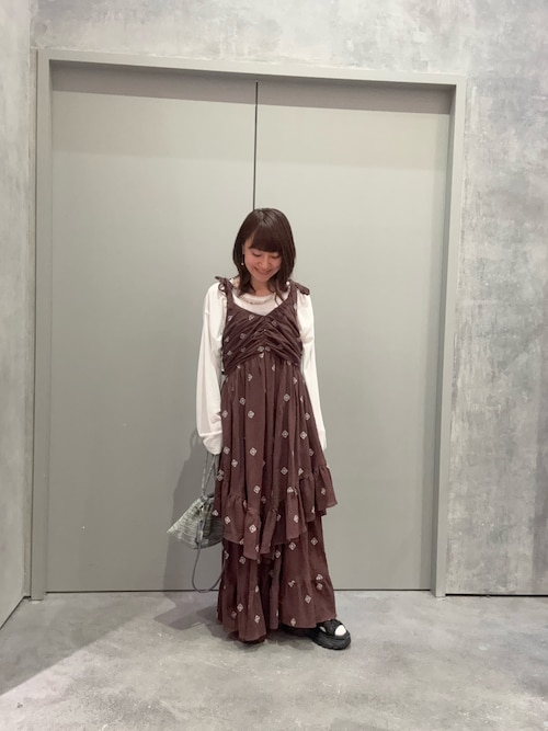 セール】【aguni】 エンブロイダリーティアードキャミワンピ