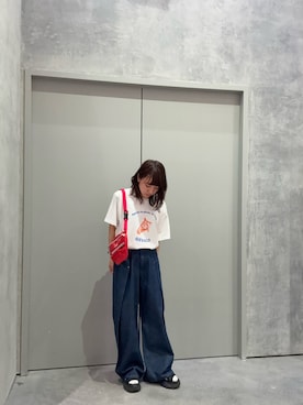 「CIAOPANIC TYPY（チャオパニックティピー）の【UNISEX】タックデザインワイドデニム（デニムパンツ）」を使った、yuu さん（レディース・147cm）の春コーディネート