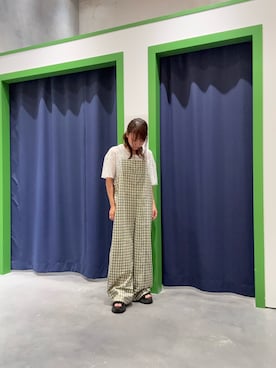 「大人カジュアルコーデ」｜「アイテム（サロペット/オーバーオール）」を使った、yuu さん（レディース・147cm）の夏コーディネート