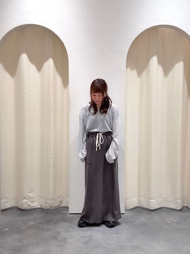 「CIAOPANIC TYPY（チャオパニックティピー）の【-3kg見え】カラー杢Ｉライン切替デザインスカート（スカート、グレー系）」を使った、yuu さん（レディース・148cm）の春コーディネート