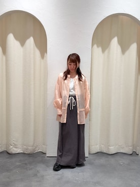 「CIAOPANIC TYPY（チャオパニックティピー）の【-3kg見え】カラー杢Ｉライン切替デザインスカート（スカート、グレー系）」を使った、yuu さん（レディース・148cm）の春コーディネート