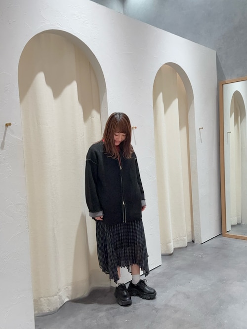 軽アウターとしても◎/ふわもち】ダブルジップ配色ヤクライクニット