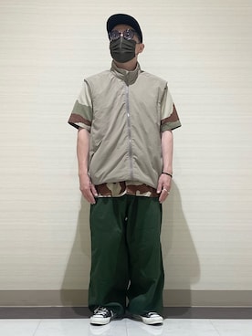 「アイテム（カーゴパンツ）」を使った、3ckechinさん（メンズ・159cm）の秋コーディネート