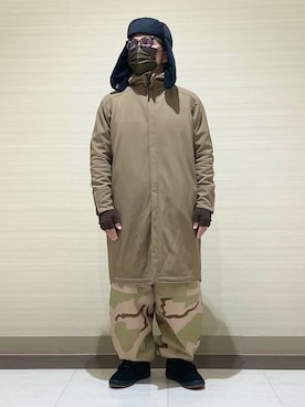 「アイテム（カーゴパンツ）」を使った、3ckechinさん（メンズ・159cm）の冬コーディネート