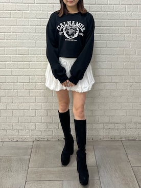 「CALNAMUR（カルナムール）のアイテム（スウェット）」を使った、hiroka さん（レディース・154cm）の冬コーディネート