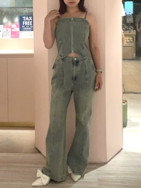 「アイテム（つなぎ/オールインワン）」を使った、hiroka さん（レディース・154cm）の夏コーディネート