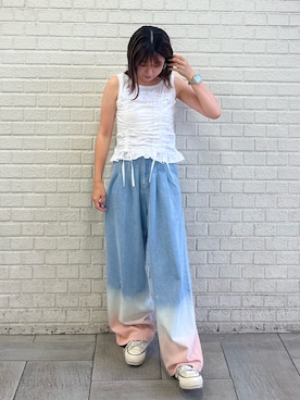 「CALNAMUR（カルナムール）のアイテム（アクセサリー）」を使った、hiroka さん（レディース・154cm）の夏コーディネート