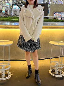 「CALNAMUR（カルナムール）のアイテム（ブルゾン）」を使った、hiroka さん（レディース・154cm）の秋コーディネート