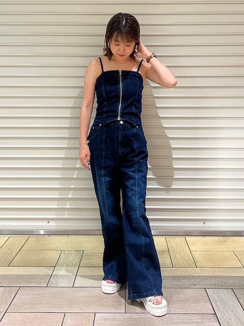 CALNAMUR オールインワン BACK RIBBON DENIM ALL IN ONE/バック