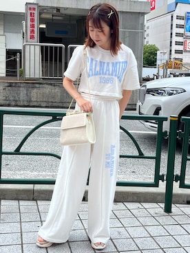 「CALNAMUR（カルナムール）のアイテム（スウェットパンツ）」を使った、hiroka さん（レディース・154cm）の夏コーディネート