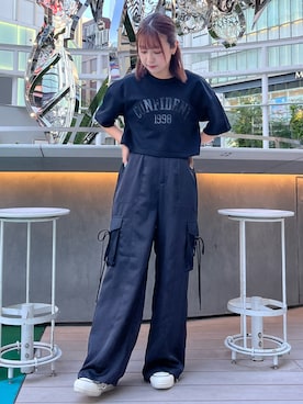 「CALNAMUR（カルナムール）のアイテム（スウェット）」を使った、hiroka さん（レディース・154cm）の秋コーディネート