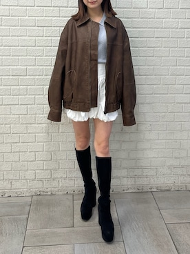 「CALNAMUR（カルナムール）のアイテム（ブルゾン）」を使った、hiroka さん（レディース・154cm）の冬コーディネート