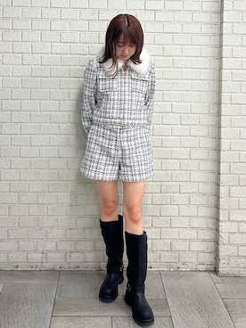 「アイテム（ノーカラージャケット）」を使った、hiroka さん（レディース・154cm）の夏コーディネート
