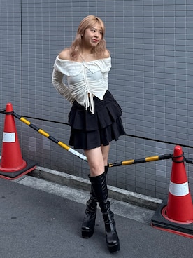 「SPIRALGIRL（スパイラルガール）のアイテム（トップス）」を使った、yumiさん（レディース・155cm）の夏コーディネート