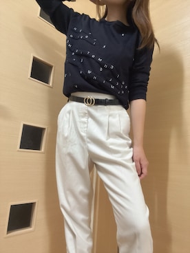 「ネイビー×ホワイト」｜まる。さん（レディース・150cm）の秋コーディネート