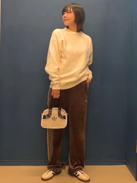 「adidas（アディダス）のFB TPベロア / ファイヤーバード トラックパンツ ベロア / ジャージ / アディダスオリジナルス adidas Originals（その他パンツ）」を使った、myさん（レディース・158cm）の秋コーディネート