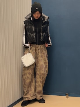 「adidas originals」｜「アイテム（ニットキャップ/ビーニー）」を使った、myさん（レディース・158cm）の冬コーディネート