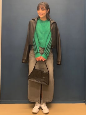 「アイテム（デニムスカート、グレー系）」を使った、myさん（レディース・158cm）の秋コーディネート