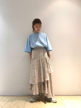 「白スカート」｜yuna.さん（レディース・159cm）の夏コーディネート