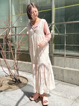 「春カラー」｜「アイテム（サンダル）」を使った、yuna.さん（レディース・159cm）の春コーディネート