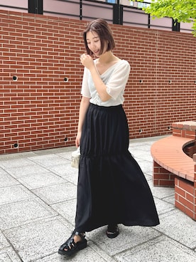 「Kastane」｜「アイテム（スカート）」を使った、yuna.さん（レディース・159cm）の夏コーディネート